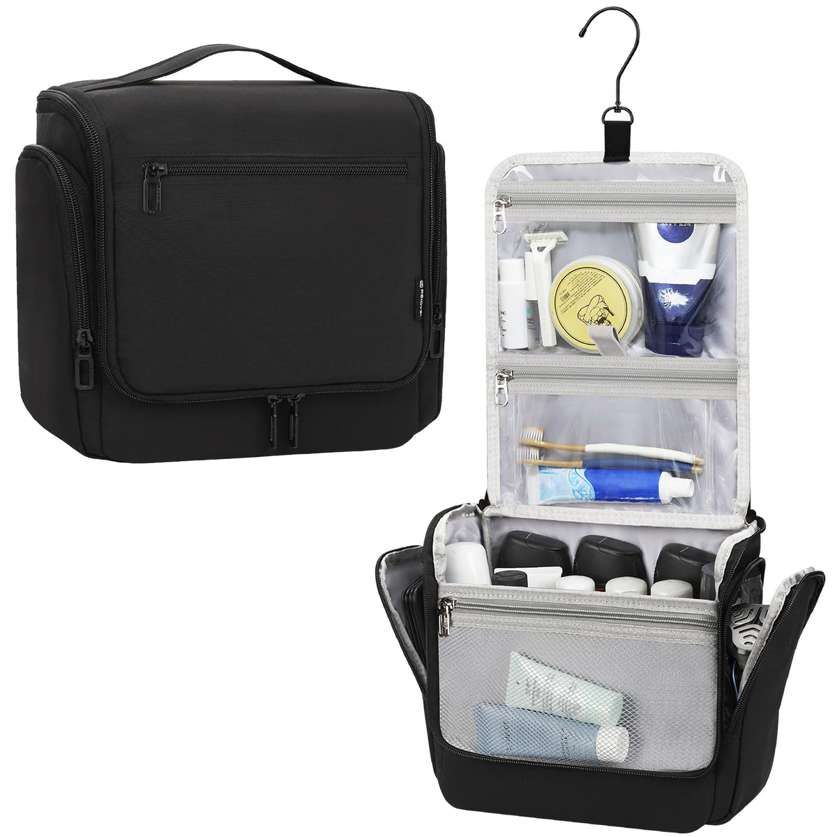 Relavel Hanging Toiletry Bag for Men and Women, Travel Toiletries Bag Water-resistant Large Makeup Cosmetic Organizer Storage, Shaving Dopp Kit Shower Bathroom Hygiene Bags, Carry-on Travel Essentials