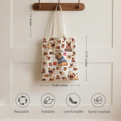 Aesthetic Canvas Tote Bag for Women - with Magnetic Snap Closure & Zipper Inner Pocket Reusable Bag for Shopping