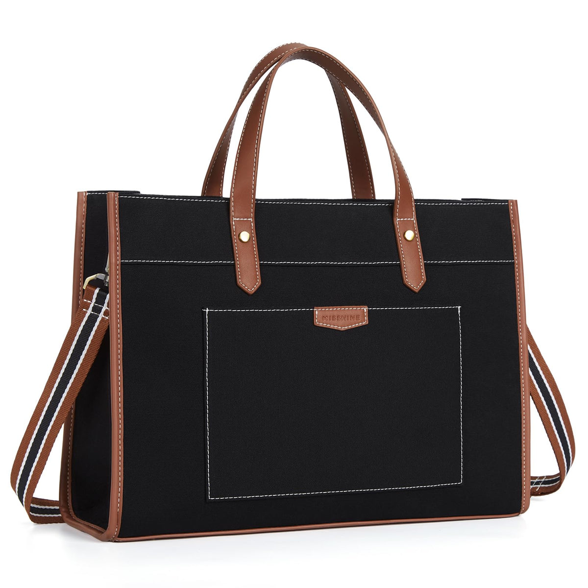 Missnine Laptop Tote Bag Canvas Laptop Bag 15.6 inch Work Shoulder Bags Casual Briefcase Handbag for Travel, Office, College