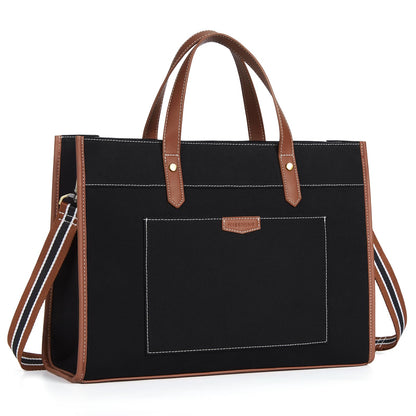 Missnine Laptop Tote Bag Canvas Laptop Bag 15.6 inch Work Shoulder Bags Casual Briefcase Handbag for Travel, Office, College