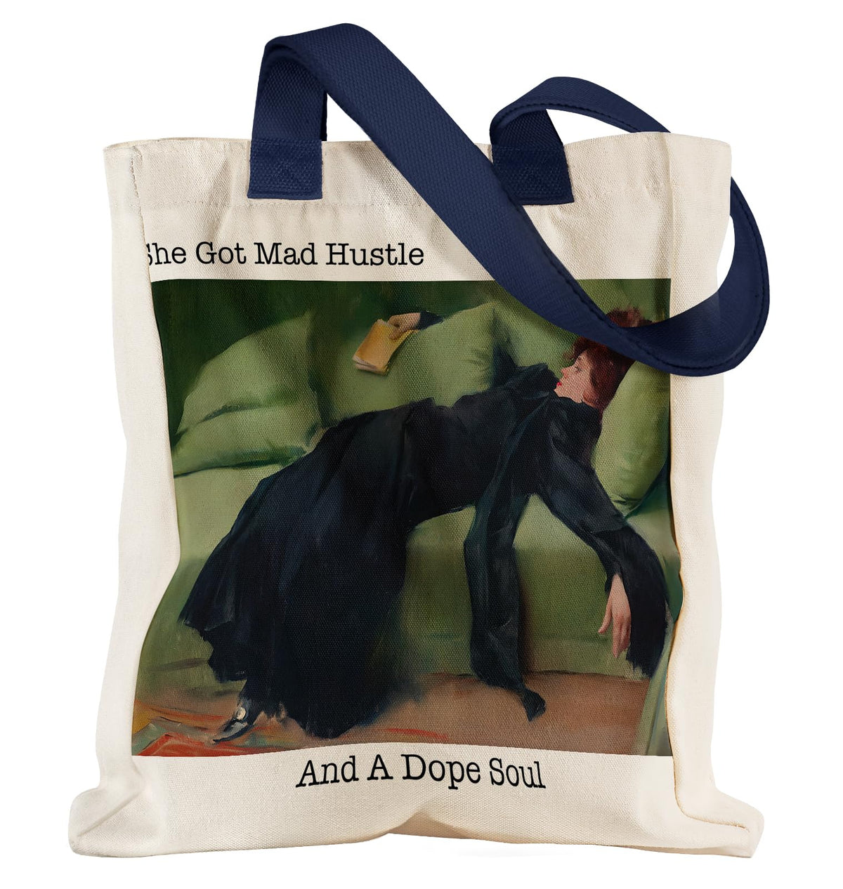 Miss Adola Aesthetic Heavy Canvas Tote Bag with Pocket for Women, Cloth Gusseted Totes Bag with Pattern for Shopping