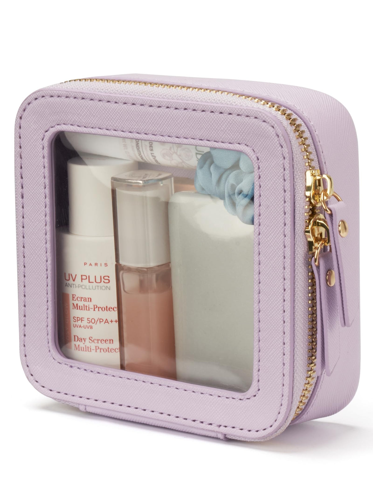 Popvibe Clear Makeup Case White Toiletry Bag Travel Large Clear Cosmetic Bag with Zipper, Big Make Up Bag Organizer Women Traveling TSA Approved Transparent Bag Car for Essentials