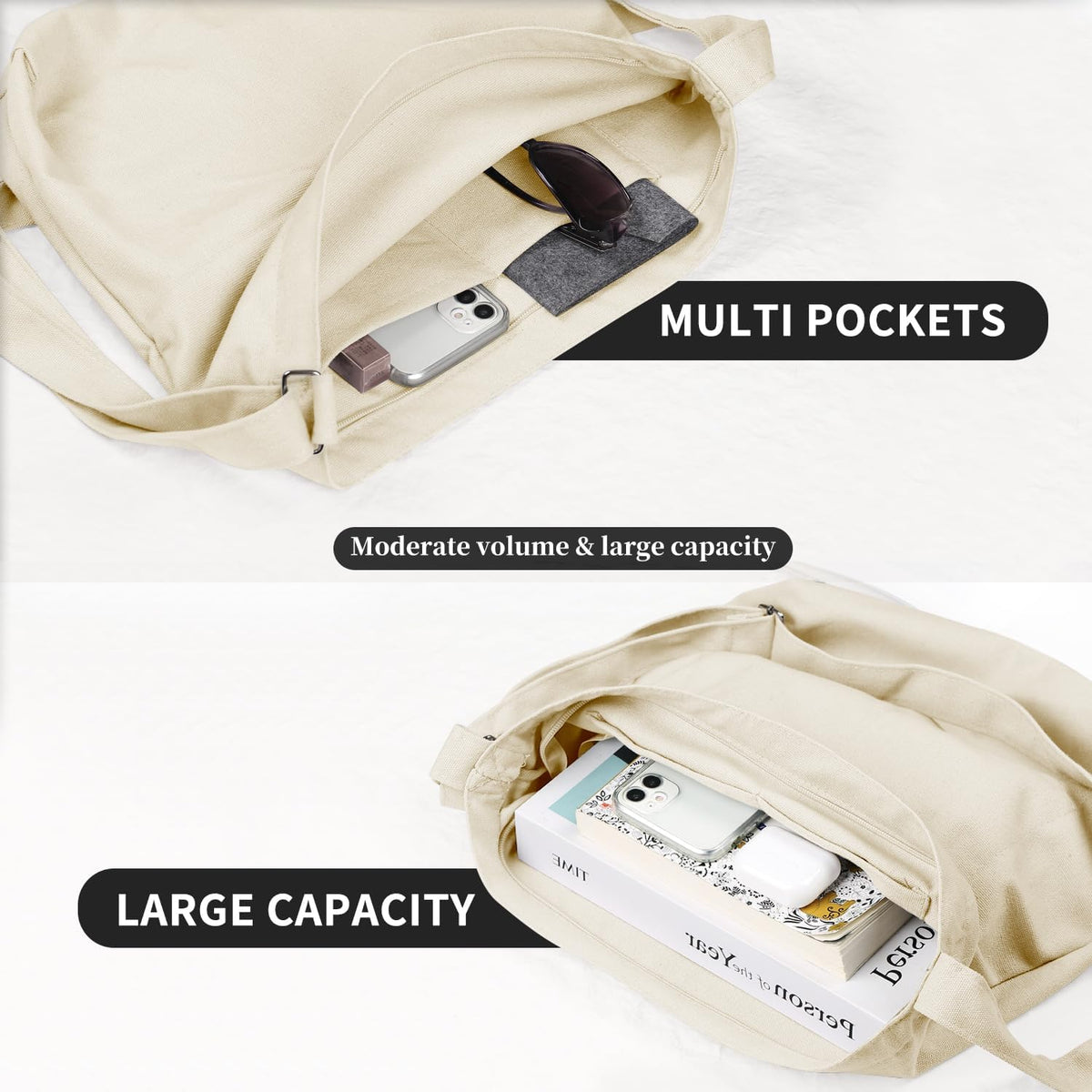 Women's blank large Size Canvas Crossbody Tote Handbags Shoulder Bag Hobo Casual Tote Diy/gifts