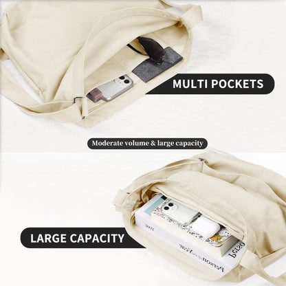 Women's blank large Size Canvas Crossbody Tote Handbags Shoulder Bag Hobo Casual Tote Diy/gifts