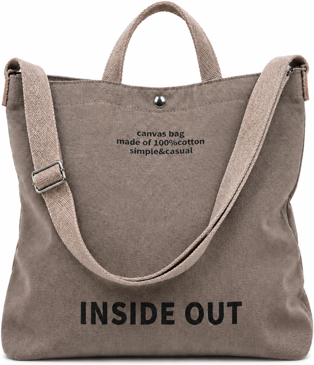 Tote Bag for Women, 16oz Canvas Crossbody, Adjustable Strap