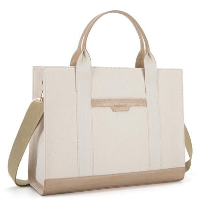 Missnine Laptop Tote Bag Canvas Laptop Bag 15.6 inch Work Shoulder Bags Casual Briefcase Handbag for Travel, Office, College