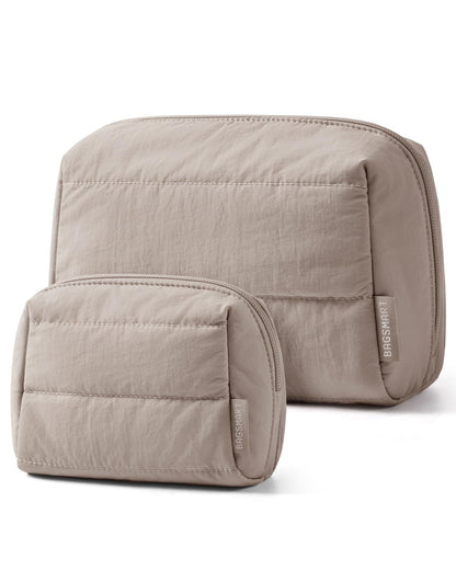 BAGSMART Small Makeup Bag, Puffy Wide-open Zipper Cosmetic Pouch, Pink