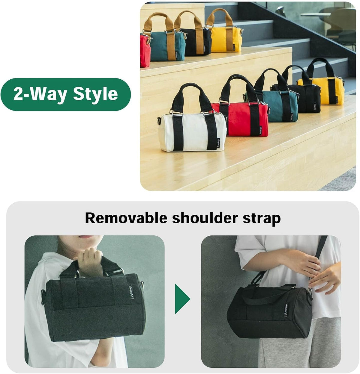 Japan Design Mini Duffel Bag - Purse, CoBoss (Black x Black)