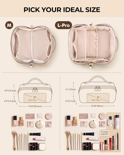 Prite Makeup Bag Travel Toiletry Bag Open Flat Cosmetic Organizer for Women