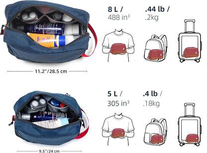 Travel Toiletry Bag 8L, Large Packing Cube with Waterproof TPU Wet/Dry Compartment