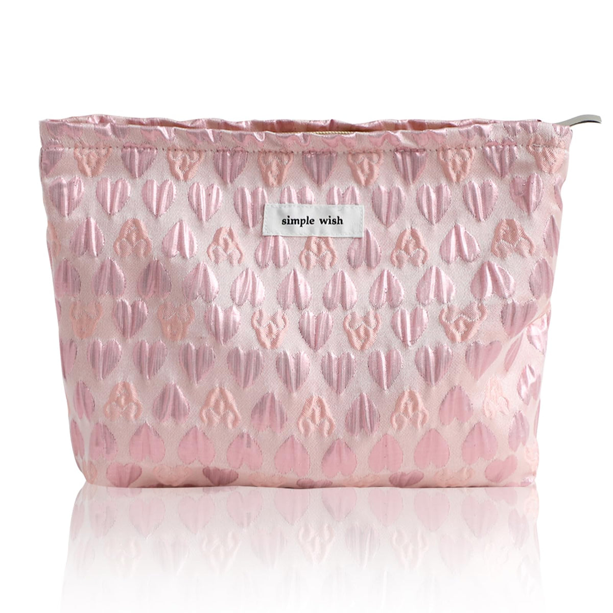 Wudygirl Makeup Bag for Women Travel Cosmetic Bag 10.5"x7.5" Beige