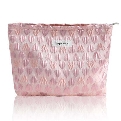 Wudygirl Makeup Bag for Women Travel Cosmetic Bag 10.5"x7.5" Beige