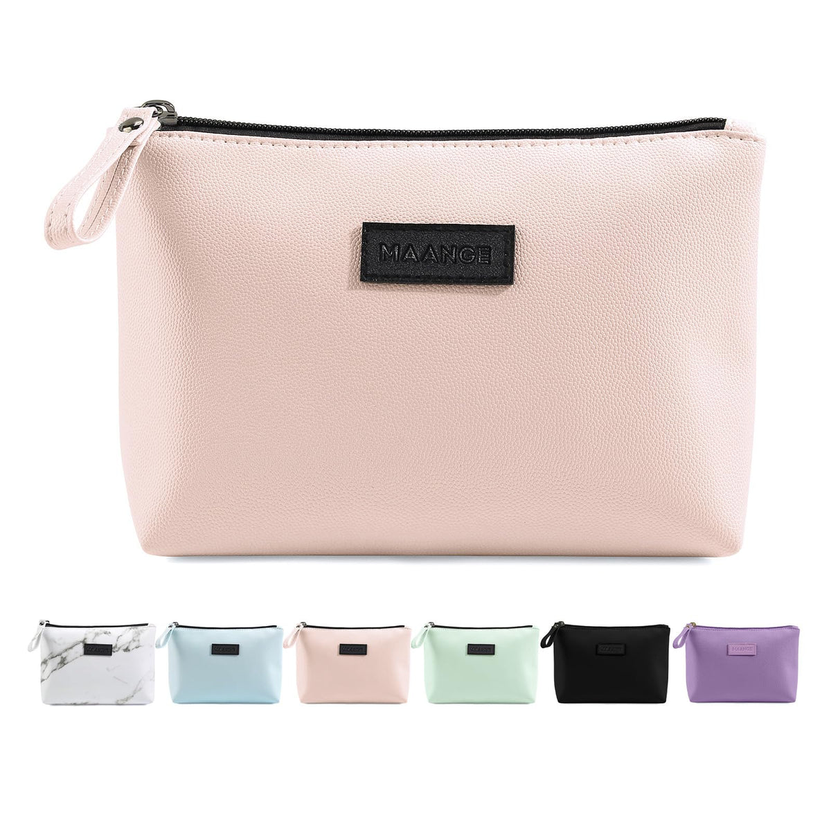 MAANGE Cosmetic Bags for Women Small Makeup Bag for Purse Pu Leather Makeup Pouch Travel Makeup Bag with Zipper Make Up Bag for Travelling