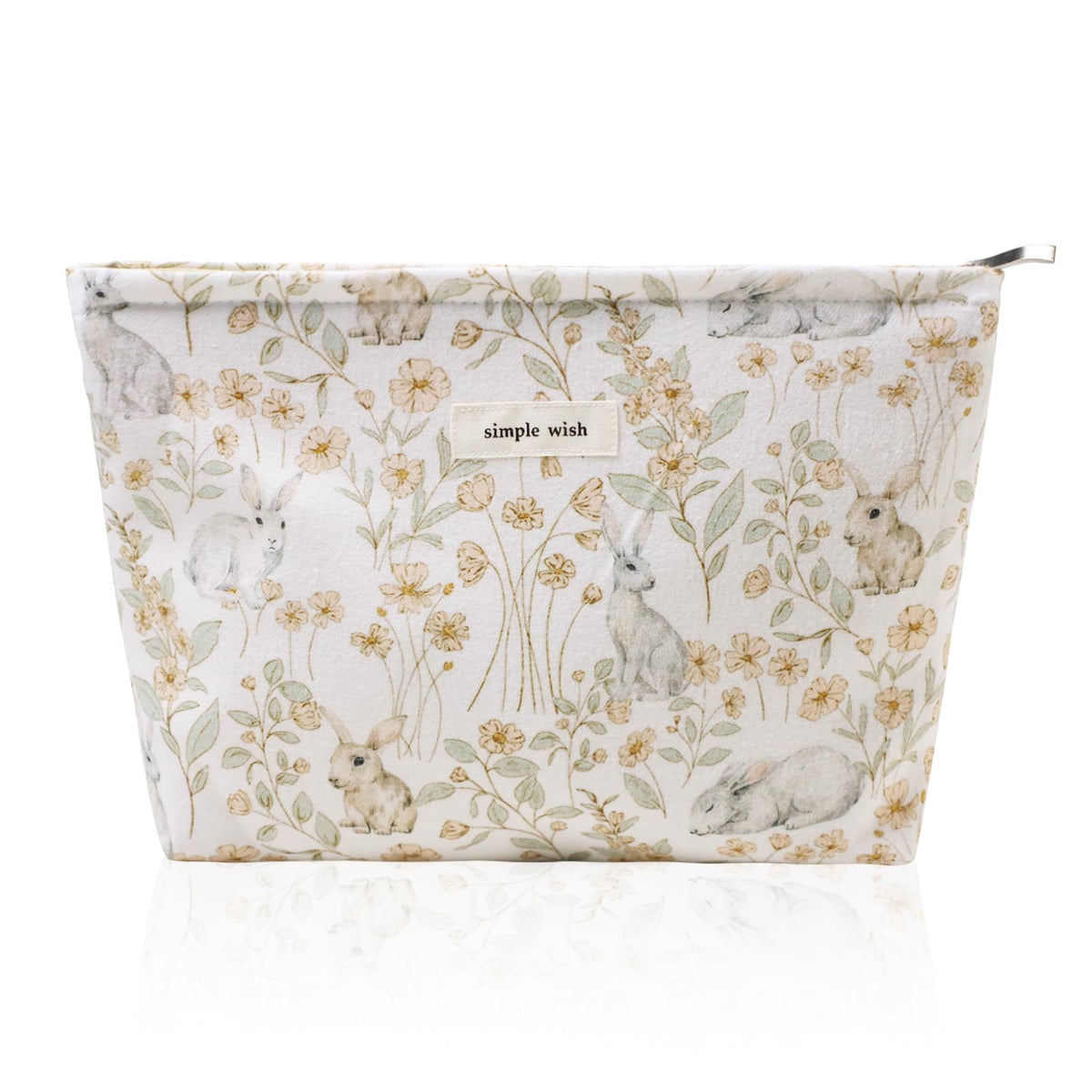 Wudygirl Makeup Bag for Women Travel Cosmetic Bag 10.5"x7.5" Beige