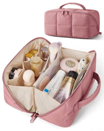 BAGSMART Easy-Access Makeup Bag, Water-Resistant Travel Toiletry Organizer