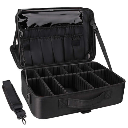 Relavel Makeup Bag Travel Train Case Cosmetic Organizer with Divider, Black