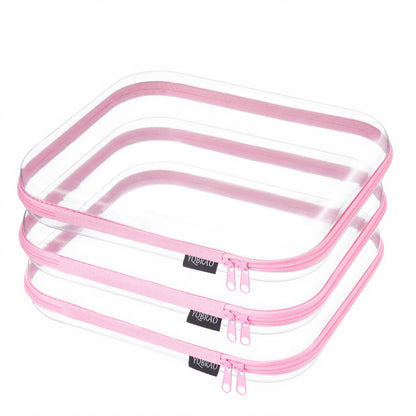YQBRAO Clear Hard Shell Zipper Cases, 3 Large Travel Organizers, White