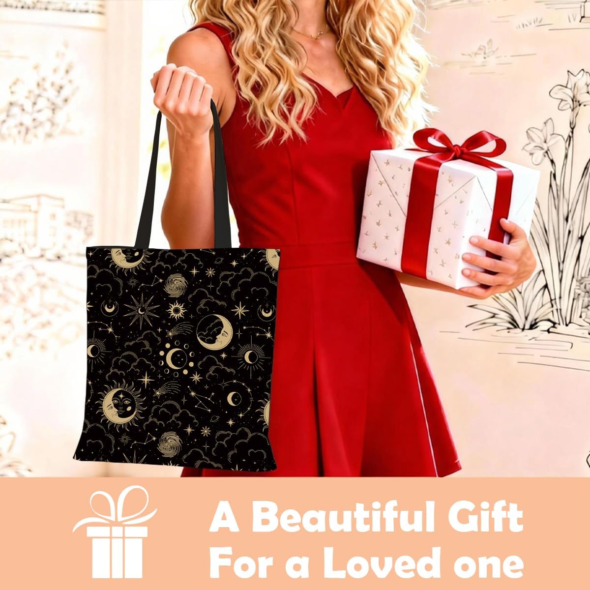 Funny Canvas Tote Bag, Reusable Shoulder Bag for Shopping Library Travel