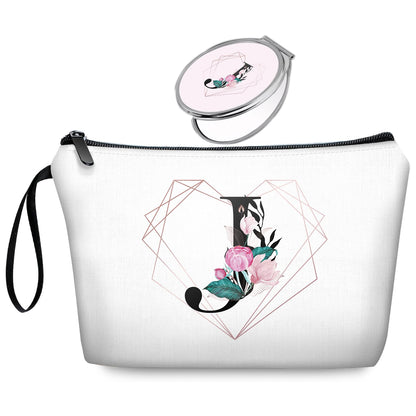 Initial G Bride Gifts for Women – Personalized Letter G Travel Makeup Bag Set with Mirror, Monogram G Cosmetic Pouch for Bridesmaid Maid of Honor Wedding Bridal Shower