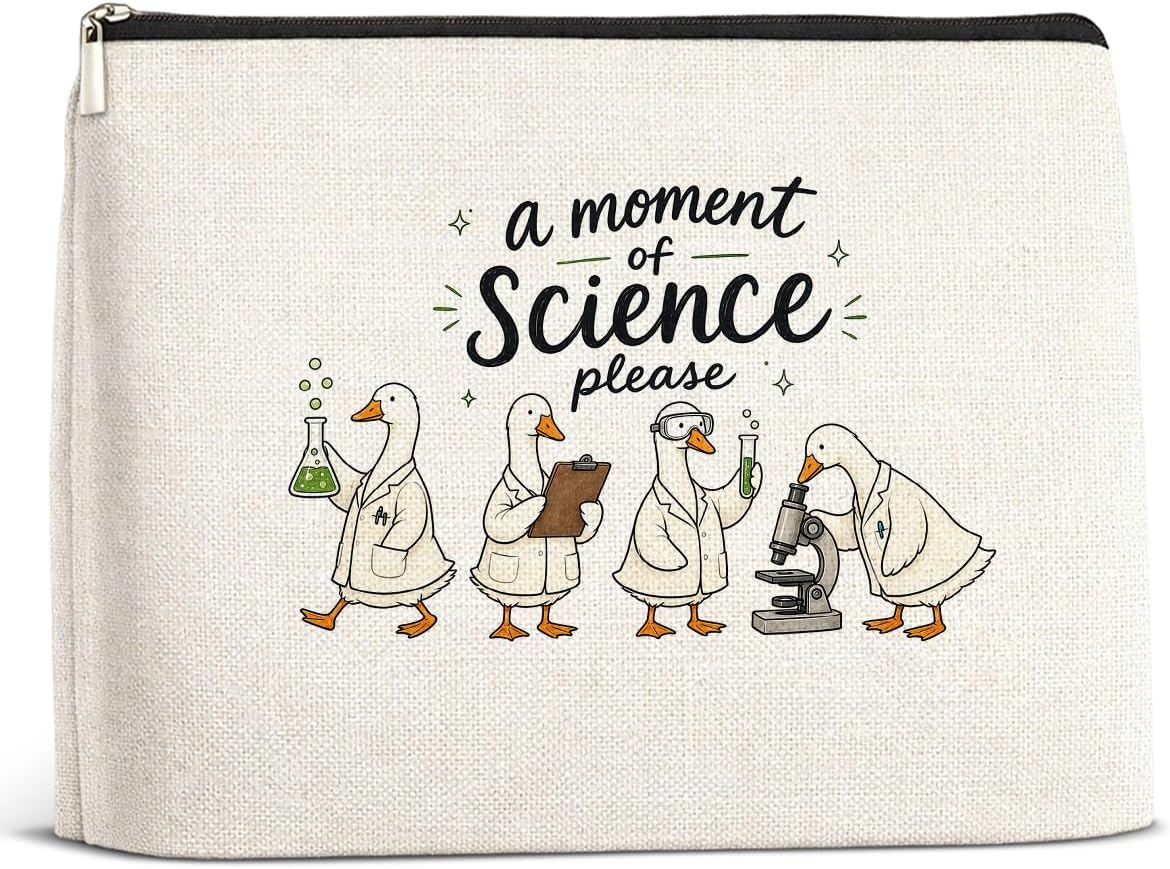 Funny Science Teacher Gifts, A Moment of Science Goose Makeup Bag