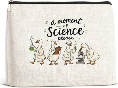 Funny Science Teacher Gifts, A Moment of Science Goose Makeup Bag