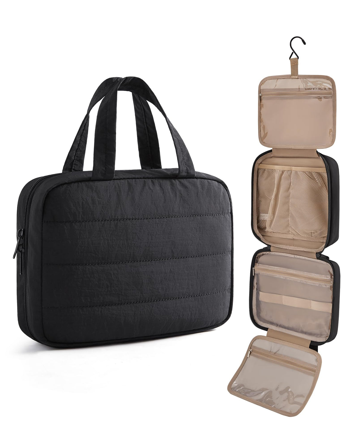 LIGHT FLIGHT Travel Toiletry Bag - Hanging Makeup Organizer for Women & Men