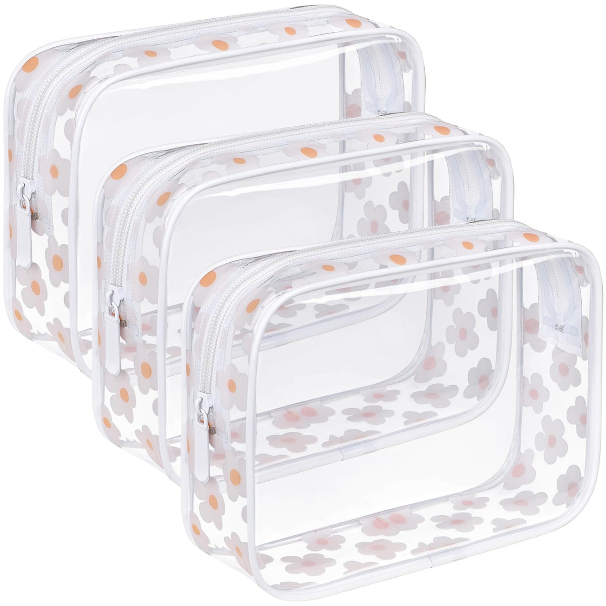 F-color TSA Approved Toiletry Bag - Clear Makeup Bag, 5 Pack, 5 Colors