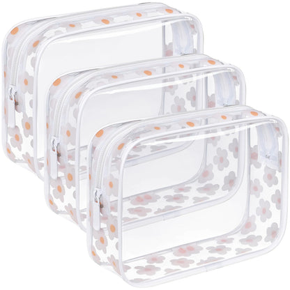 F-color TSA Approved Toiletry Bag - Clear Makeup Bag, 5 Pack, 5 Colors