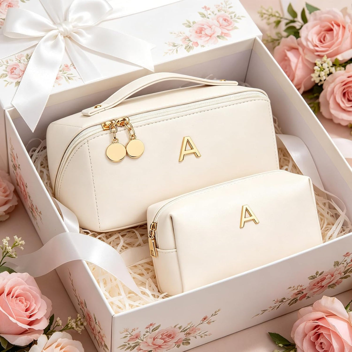 Initial Makeup Bag Personalized Gift for Women Teen Girls