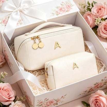 Initial Makeup Bag Personalized Gift for Women Teen Girls