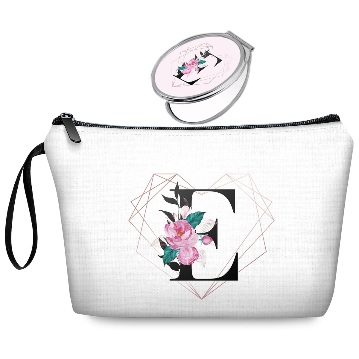 Initial G Bride Gifts for Women – Personalized Letter G Travel Makeup Bag Set with Mirror, Monogram G Cosmetic Pouch for Bridesmaid Maid of Honor Wedding Bridal Shower