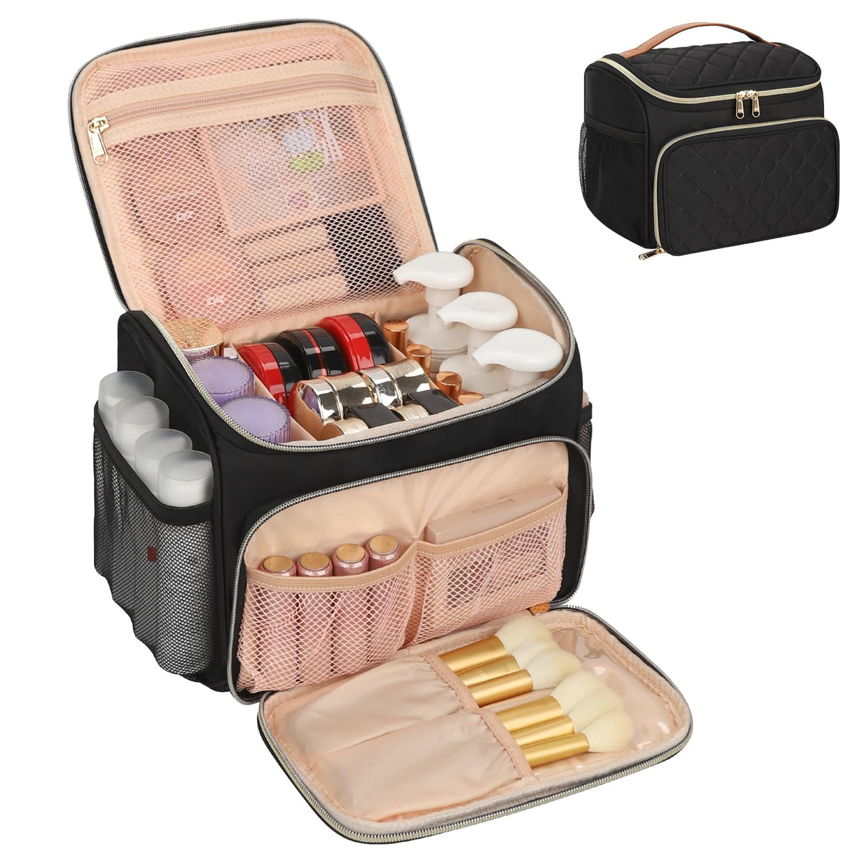 Makeup Bag for Women, Travel Makeup Case Organizer, Large Cosmetic Storage
