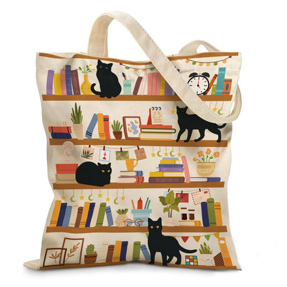 Aesthetic Canvas Tote Bag for Women - with Magnetic Snap Closure & Zipper Inner Pocket Reusable Bag for Shopping