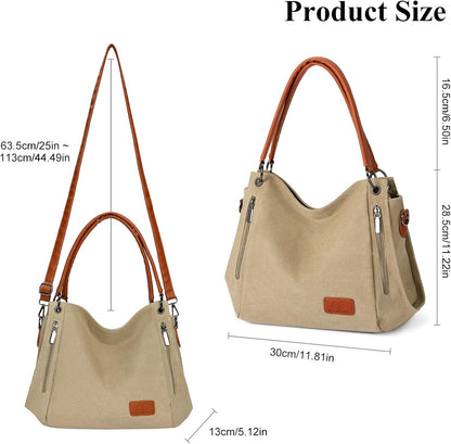 Canvas Tote Bag for Women Large Hobo Shoulder Purse Work Travel
