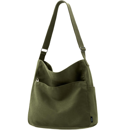 KALIDI Canvas Tote Bag Zipper Large Crossbody Shoulder Bag Messenger Bag