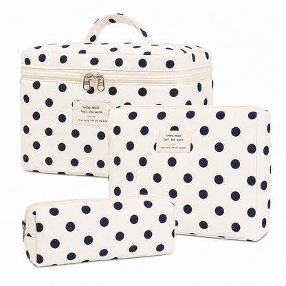 Makeup Bag,Quilted Cosmetic Bag,Large Floral Make Up Bag for Women,Cotton Makeup Bag Set,Flower Travel Toiletry Bag