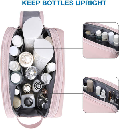 BAGSMART Toiletry Bag for Men, Travel Toiletry Organizer Dopp Kit Water-resistant Shaving Bag for Toiletries Accessories, Door Room Essentials,Pink-medium