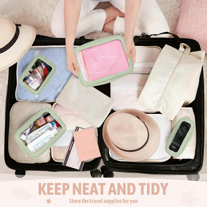 YOPCDJ 5PCS Diaper Bag Organizer Pouch Set, TSA Approved Toiletry Bag，Clear Waterproof TPU Makeup Bag Set Travel Organizer Bags for Women and Kids