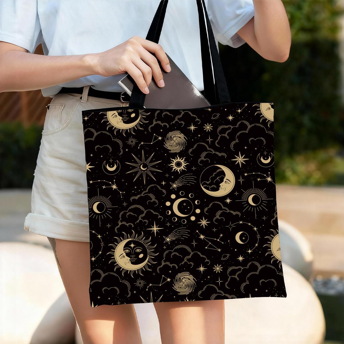 Funny Canvas Tote Bag, Reusable Shoulder Bag for Shopping Library Travel