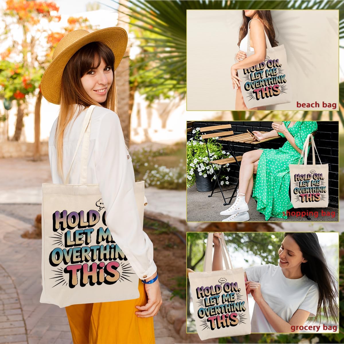 Sarcastic Canvas Tote Bag Funny Minimalist Humor Gift for Women Sister Birthday Christmas Weekender Beach Bag