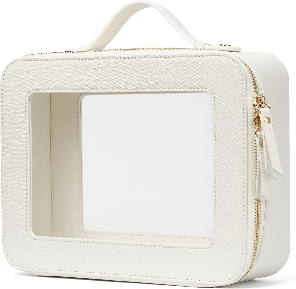 Popvibe Clear Makeup Case White Toiletry Bag Travel Large Clear Cosmetic Bag with Zipper, Big Make Up Bag Organizer Women Traveling TSA Approved Transparent Bag Car for Essentials