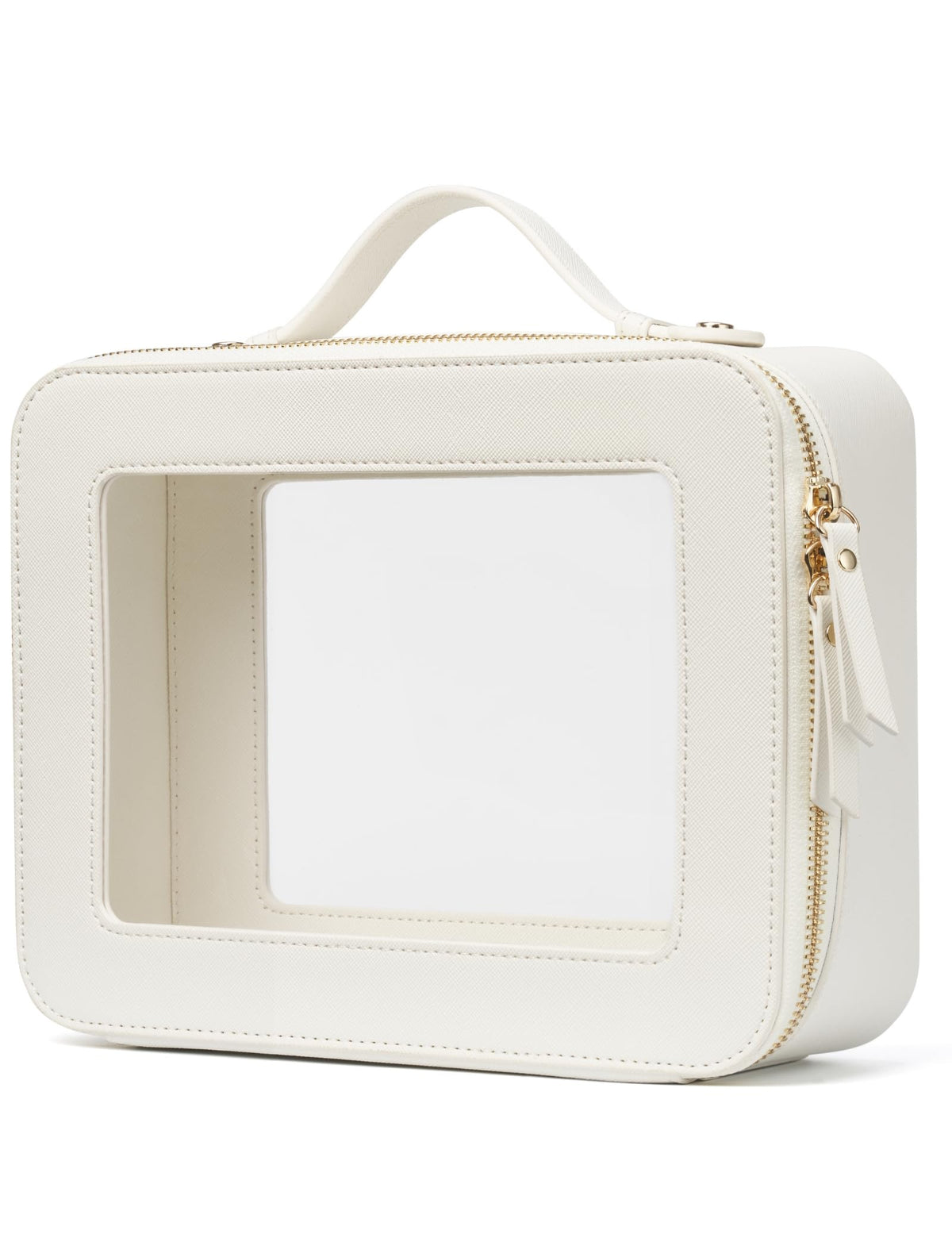 Popvibe Clear Makeup Case White Toiletry Bag Travel Large Clear Cosmetic Bag with Zipper, Big Make Up Bag Organizer Women Traveling TSA Approved Transparent Bag Car for Essentials