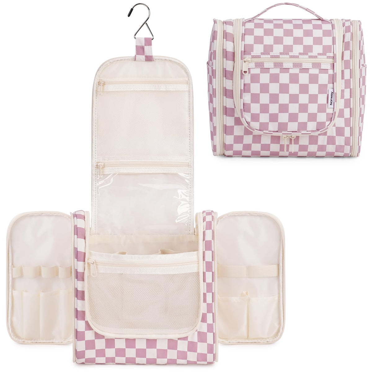 Narwey Hanging Travel Toiletry Bag for Women, Makeup Cosmetic Bag