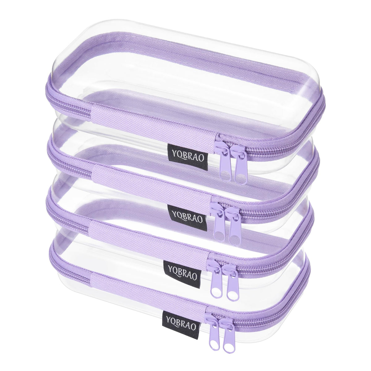 YQBRAO Clear Hard Shell Zipper Cases, 3 Large Travel Organizers, White