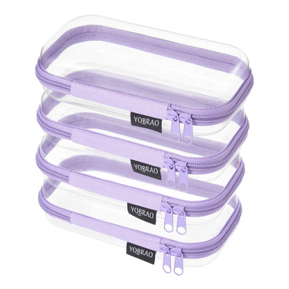 YQBRAO Clear Hard Shell Zipper Cases, 3 Large Travel Organizers, White