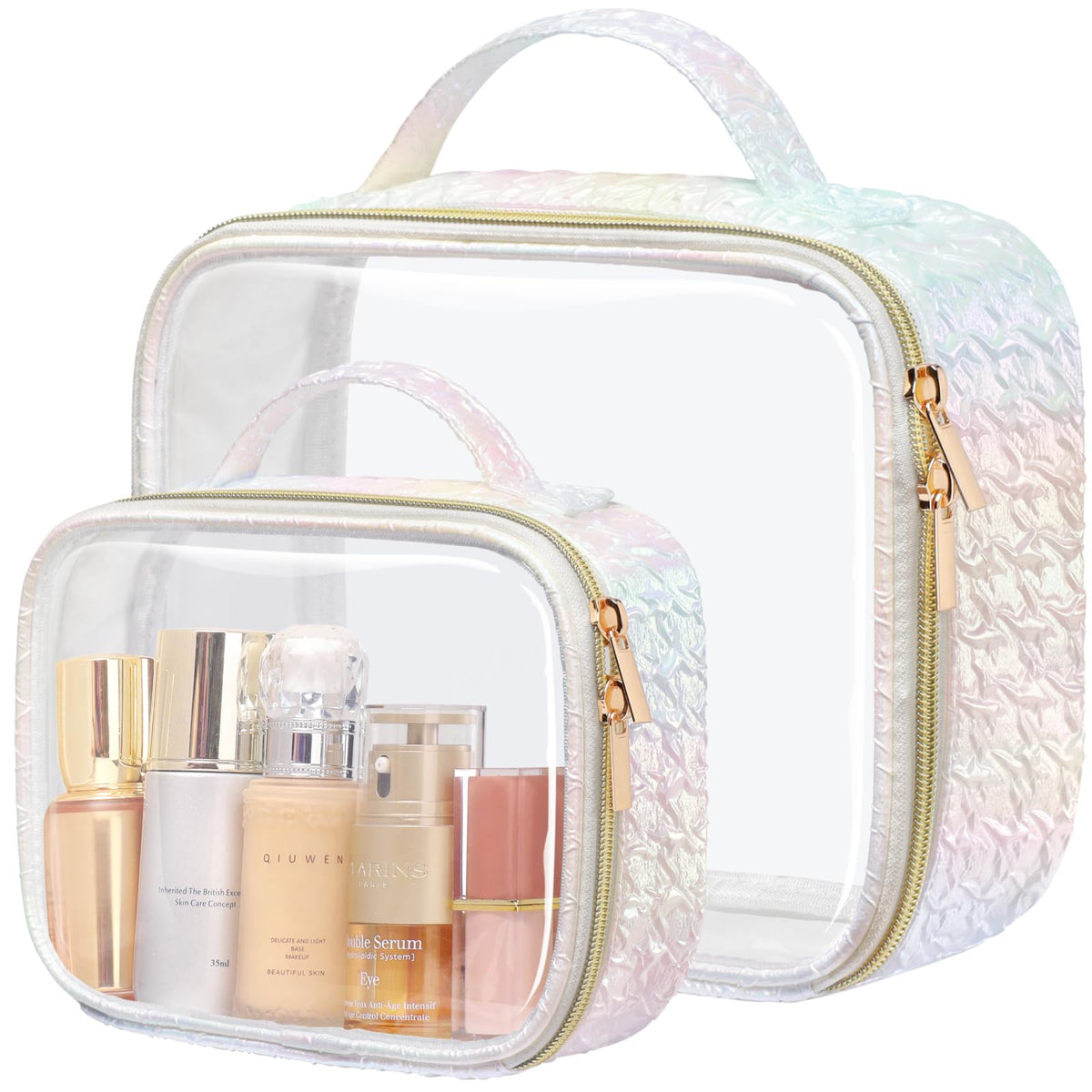 PACKISM Clear Makeup Bag Foldable - TSA Approved Toiletry Bag for Travel