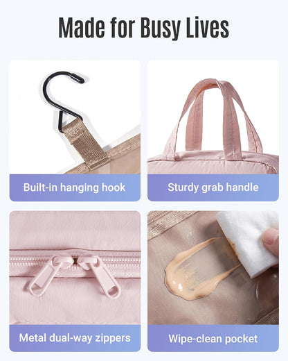 LIGHT FLIGHT Travel Toiletry Bag - Hanging Makeup Organizer for Women & Men