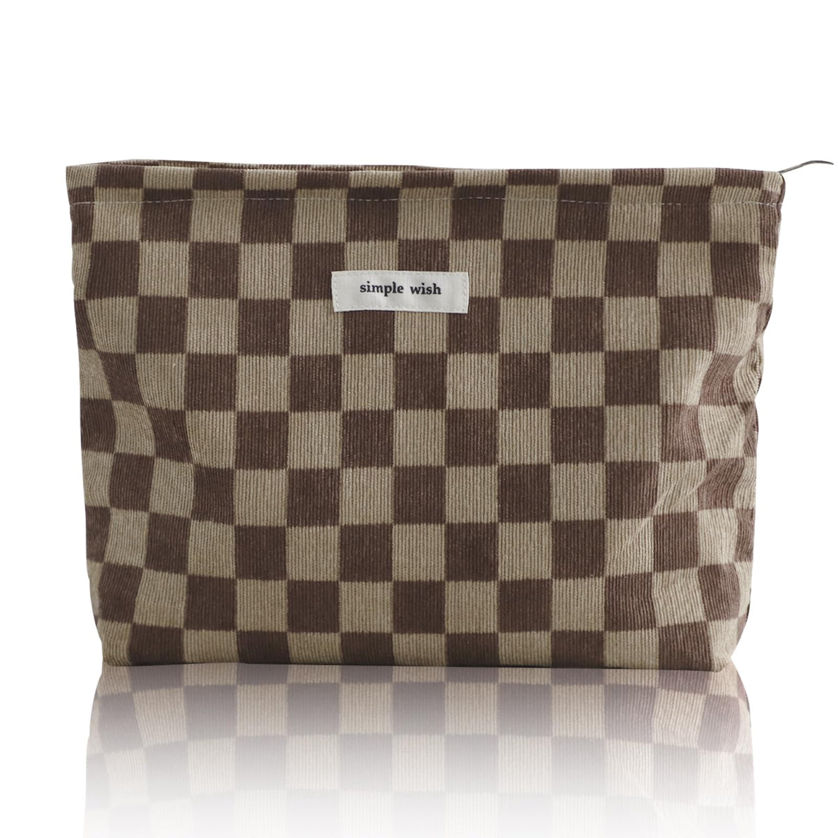 Wudygirl Makeup Bag for Women Travel Cosmetic Bag 10.5"x7.5" Beige