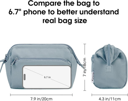 Narwey Travel Makeup Bag Toiletry Bag, Wide Open Cosmetic Bag for Women
