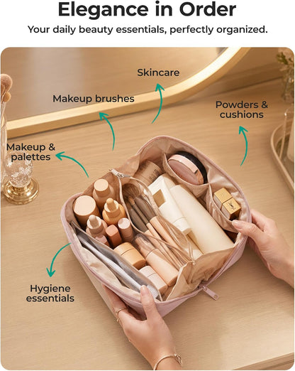 BAGSMART Easy-Access Makeup Bag, Water-Resistant Travel Toiletry Organizer